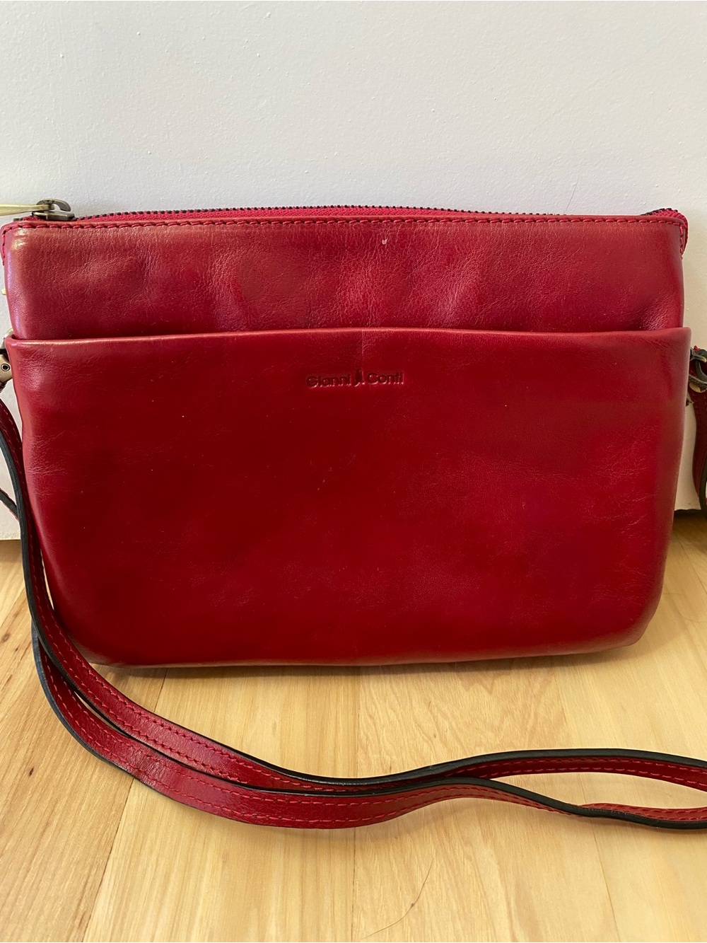 Gianni Conti Leather Purse Red Genuine Leather Handbag Romania Crossbody